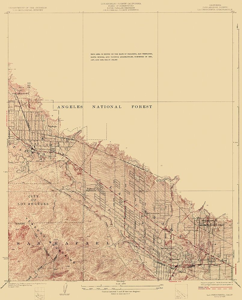 La Crescenta California Quad - USGS 1928