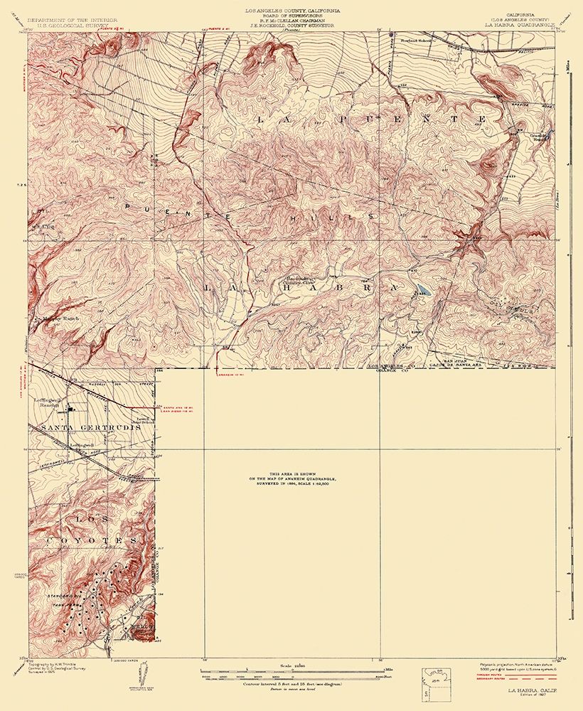 La Habra California Quad - USGS 1927