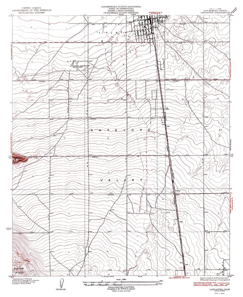 Lancaster California Quad - USGS 1933