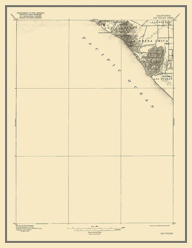 Las Bolsas California Quad - USGS 1896