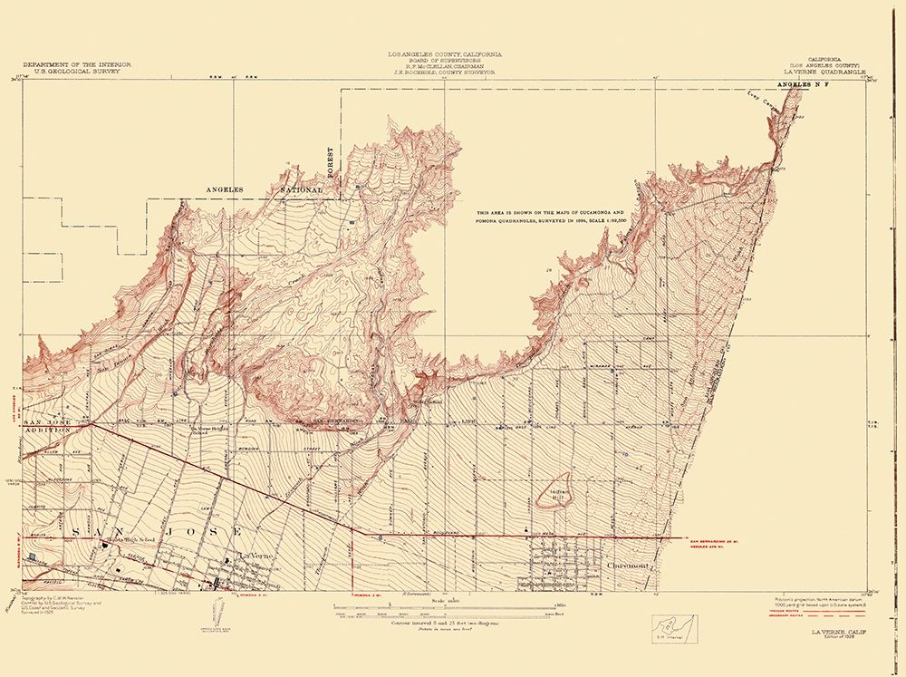 La Vern California Quad - USGS 1928