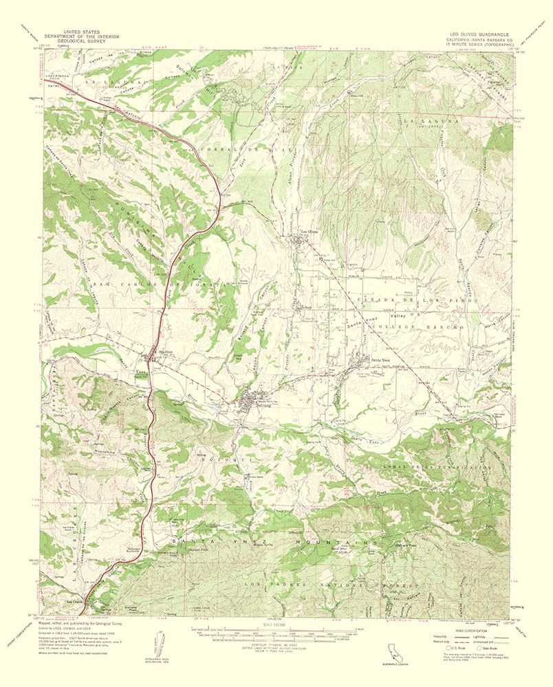 Los Olivos California Quad - USGS 1962