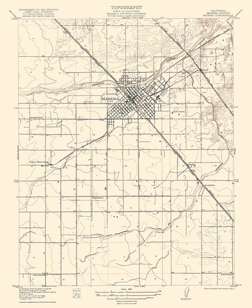 Madera California Quad - USGS 1922