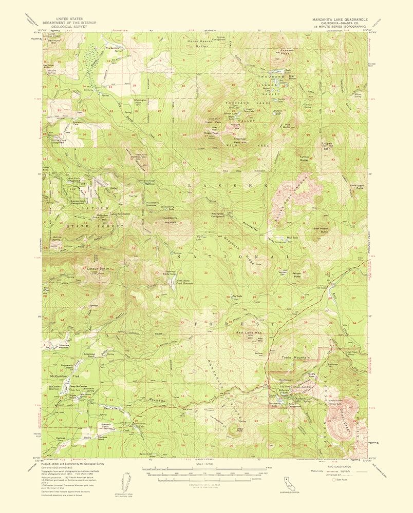 Manzanita Lake California Quad - USGS 1954