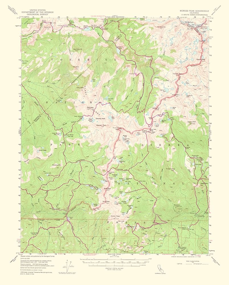 Merced Peak California Quad - USGS 1964