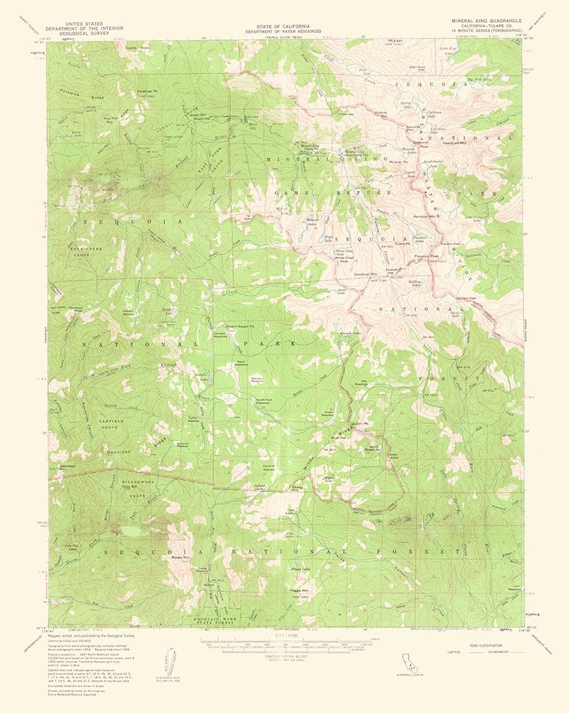Mineral King California Quad - USGS 1963