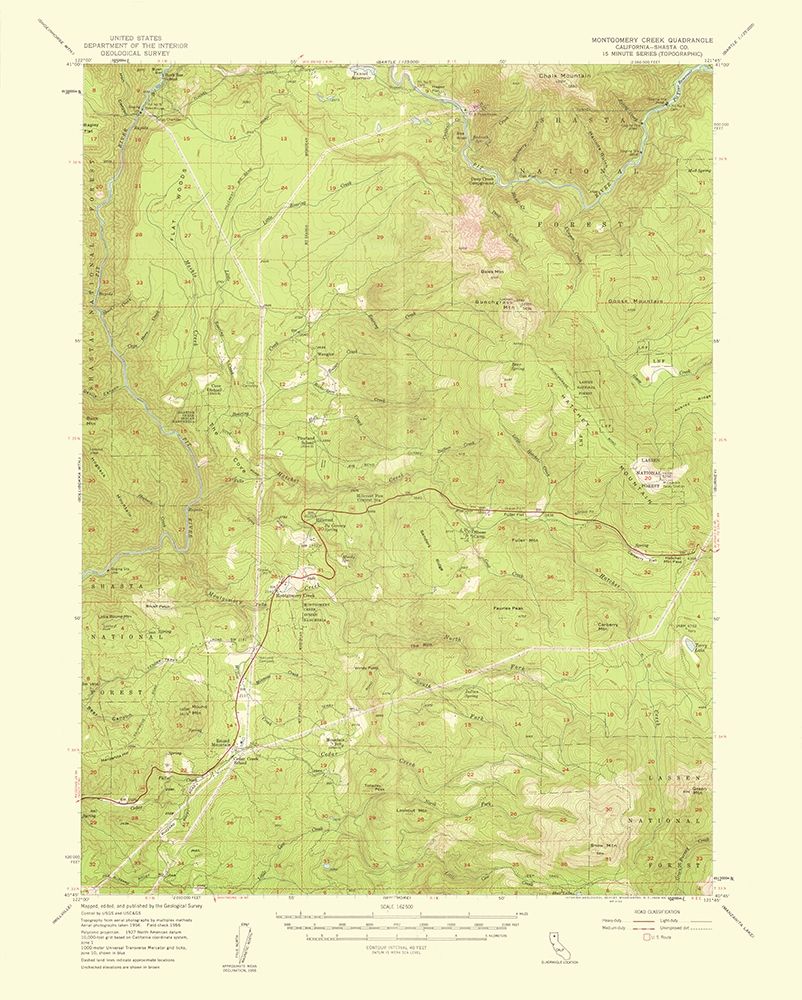 Montgomery Creek California Quad - USGS 1953