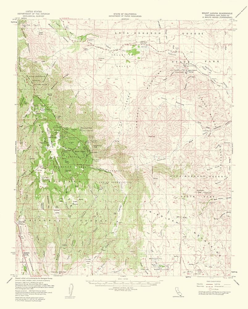 Mt Laguna California Quad - USGS 1953