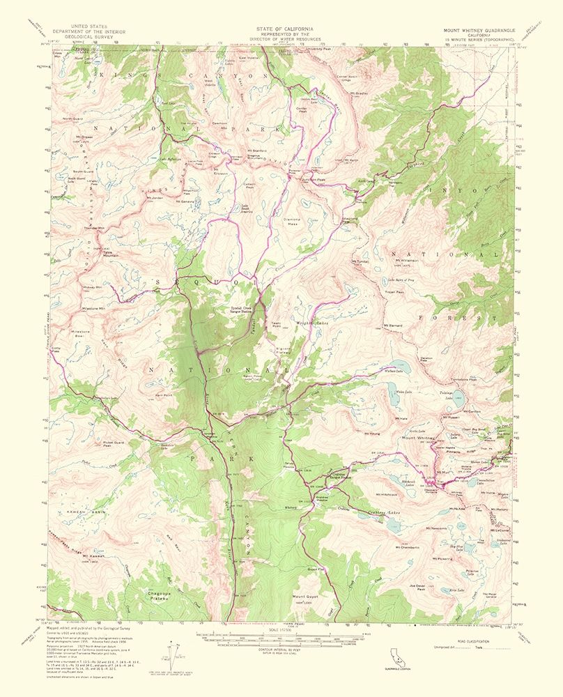 Mt Whitney California Quad - USGS 1964