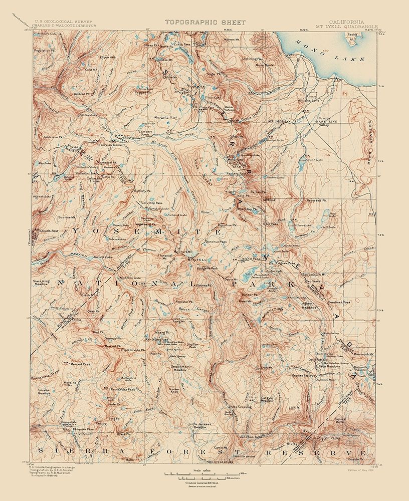 Mt Lyell California Quad - Marshall 1901