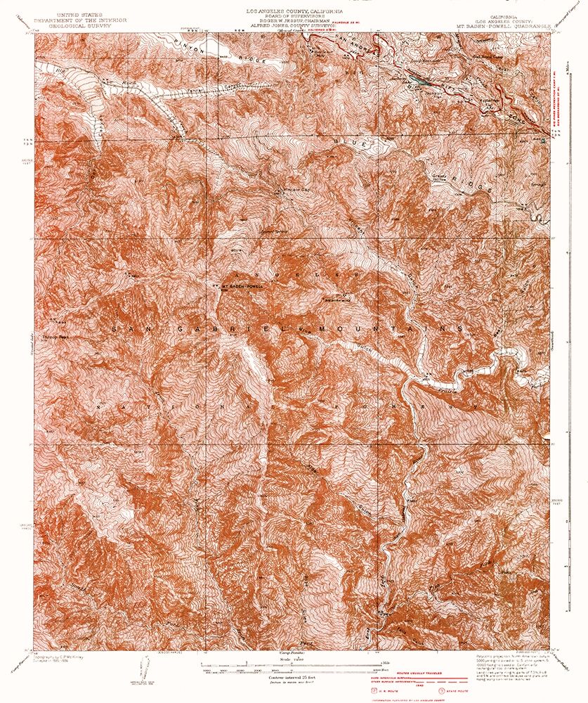 Mt Baden Powell California Quad - USGS 1940