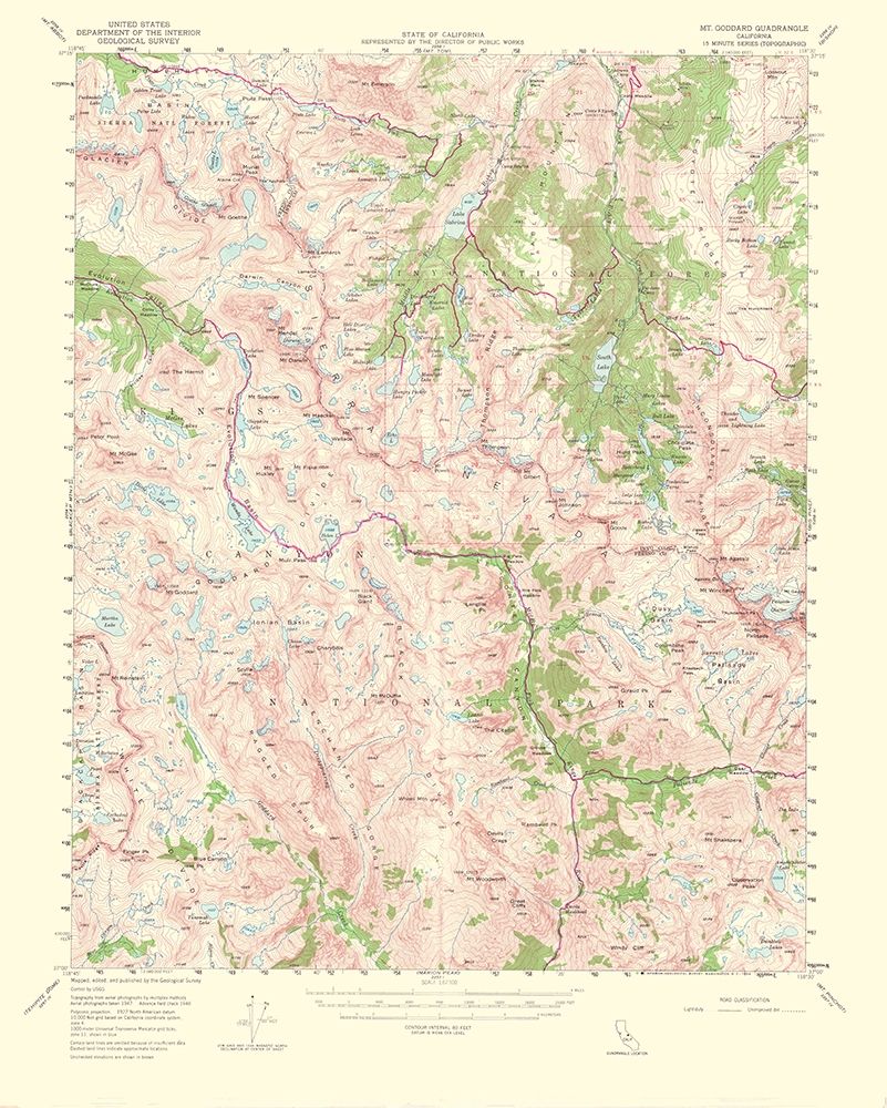 Mt Goddard California Quad - USGS 1953