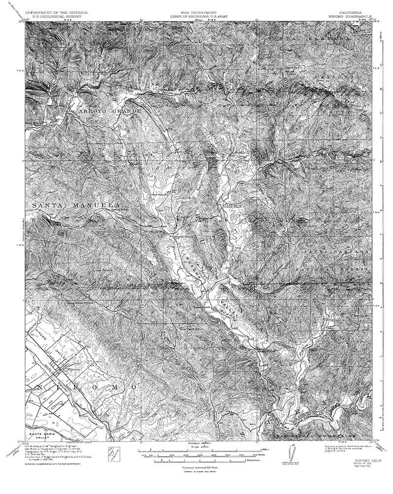Nipomo California Quad - USGS 1922