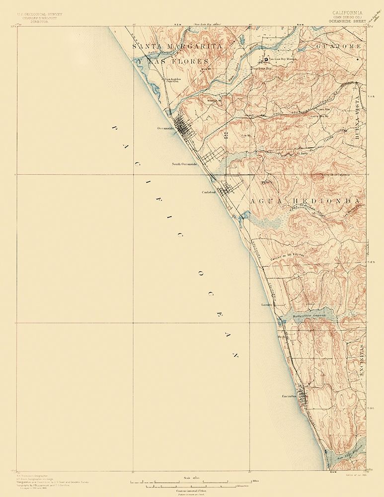 Oceanside California Sheet - USGS 1901