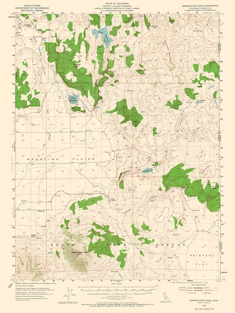 Observation Peak California Quad - USGS 1954