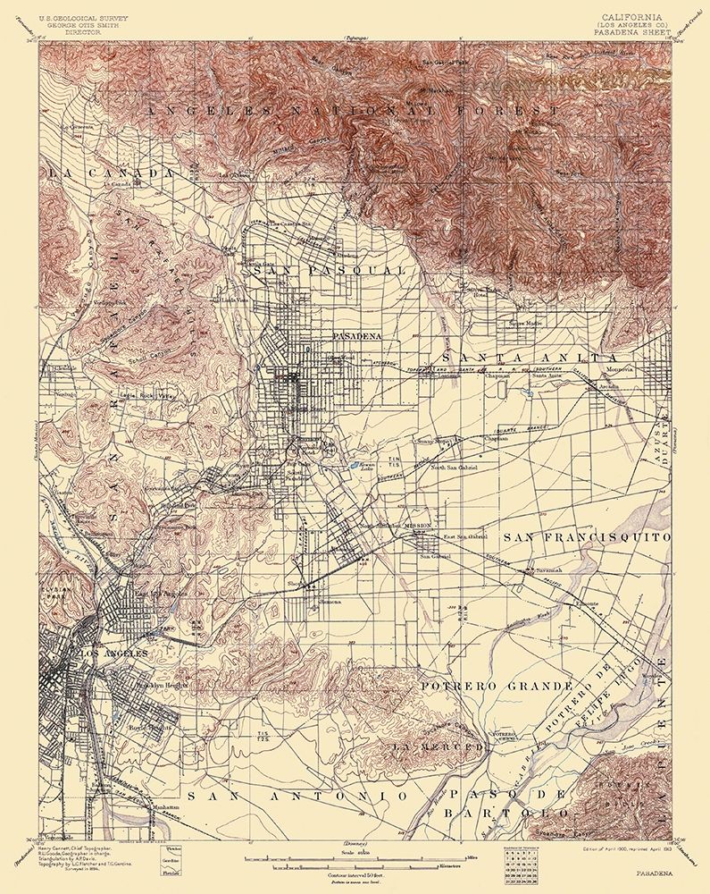 Pasadena California Quad - USGS 1900