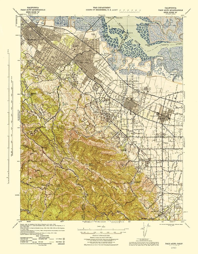 Palo Alto California Quad - USGS 1943