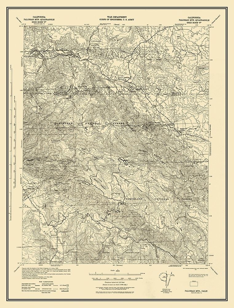 Mt Palomar California Quad - USGS 1942