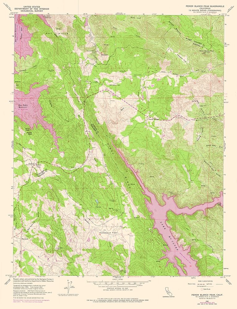 Penon Blanco Peak California Quad - USGS 1962