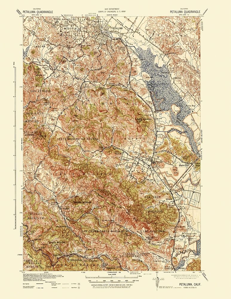 Petaluma California Quad - USGS 1942