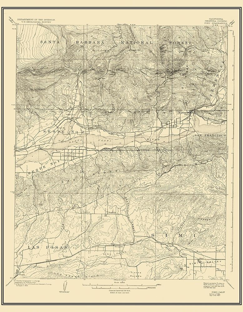 Piru California Quad - USGS 1921