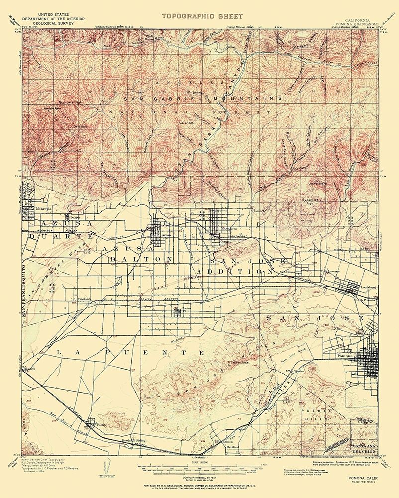 Pomona California Quad - USGS 1953
