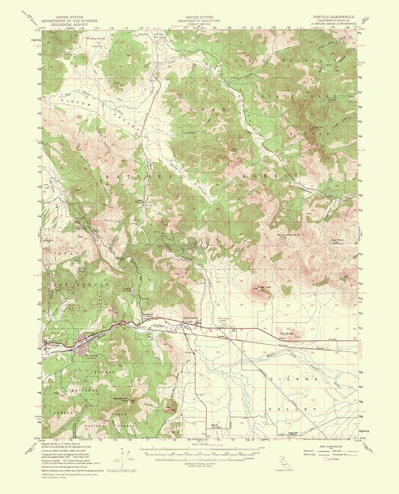 Portola California Quad - USGS 1956