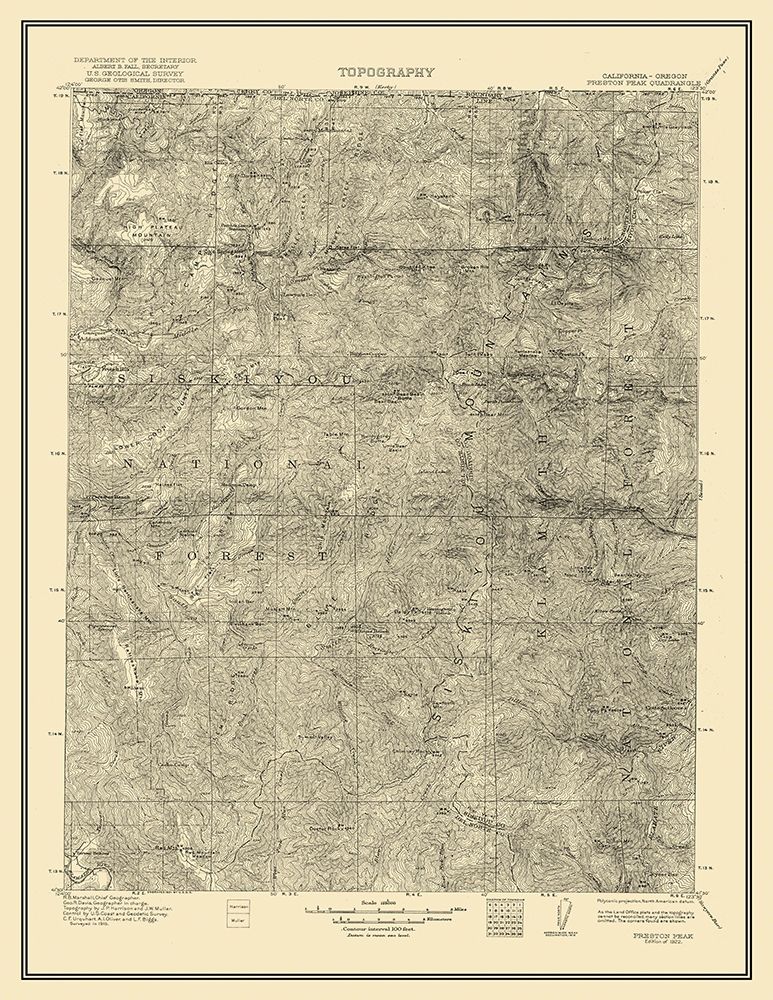 Preston Peak California Quad - USGS 1922