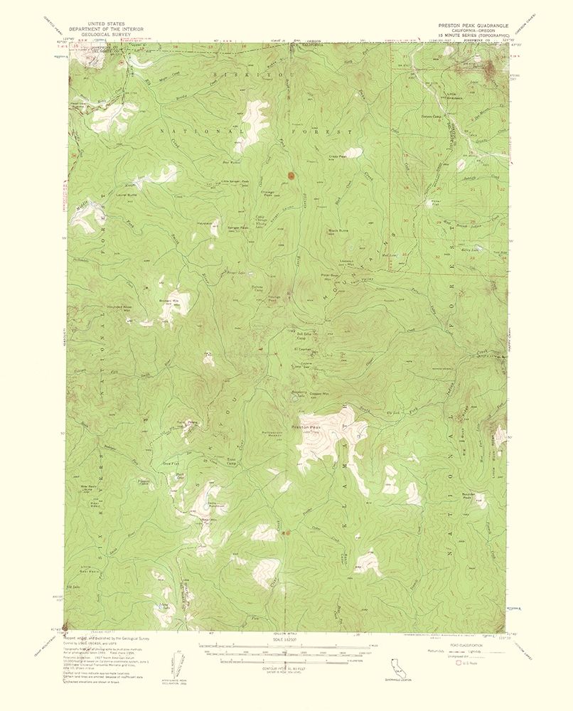 Preston Peak California Quad - USGS 1956