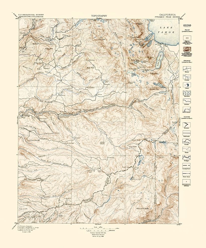 Pyramid Peak California Sheet - USGS 1896