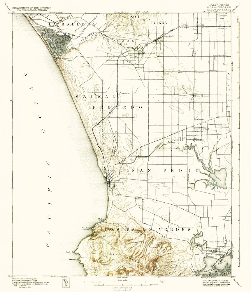 Redondo California Sheet - USGS 1896