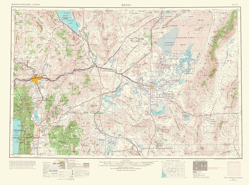 Reno Nevada California Quad - USGS 1967