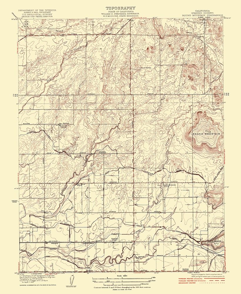 Mt Round California Quad - USGS 1922