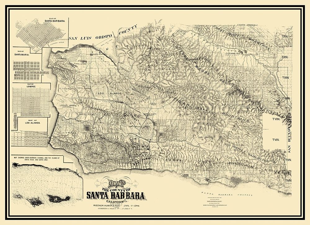 Santa Barbara California Landowner - Huber 1889