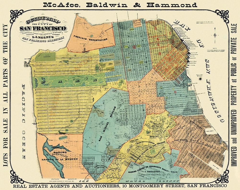 San Francisco California Guidemap - Wilbur 1890