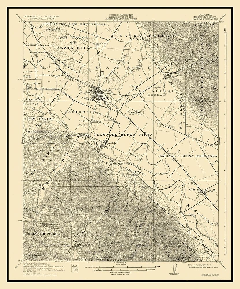 Salinas California Quad - USGS 1912