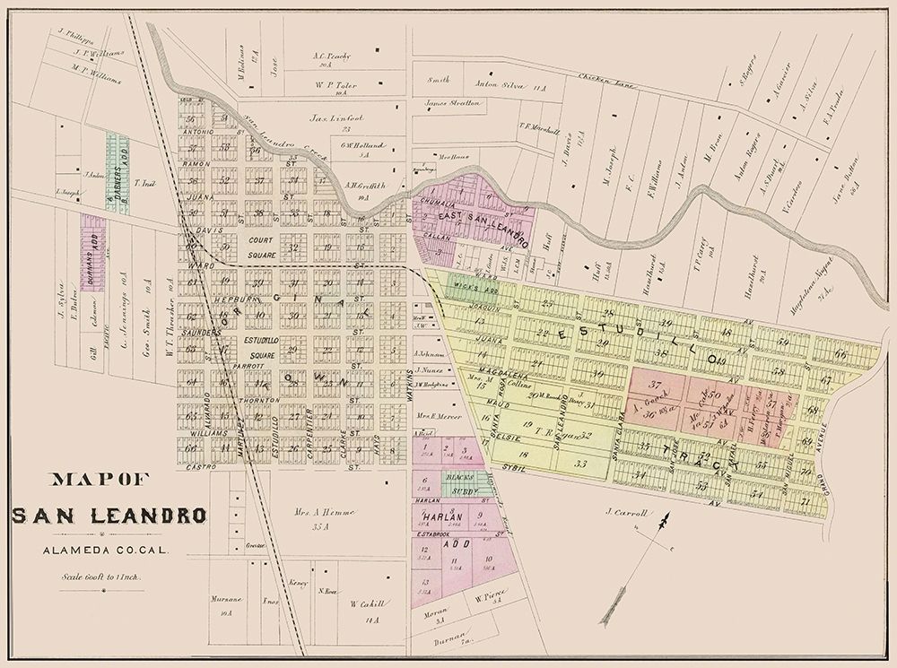San Leandro California Plan - Thompson 1878