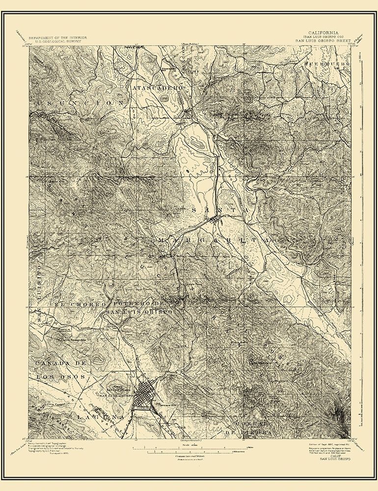San Luis Obispo California Sheet - USGS 1897