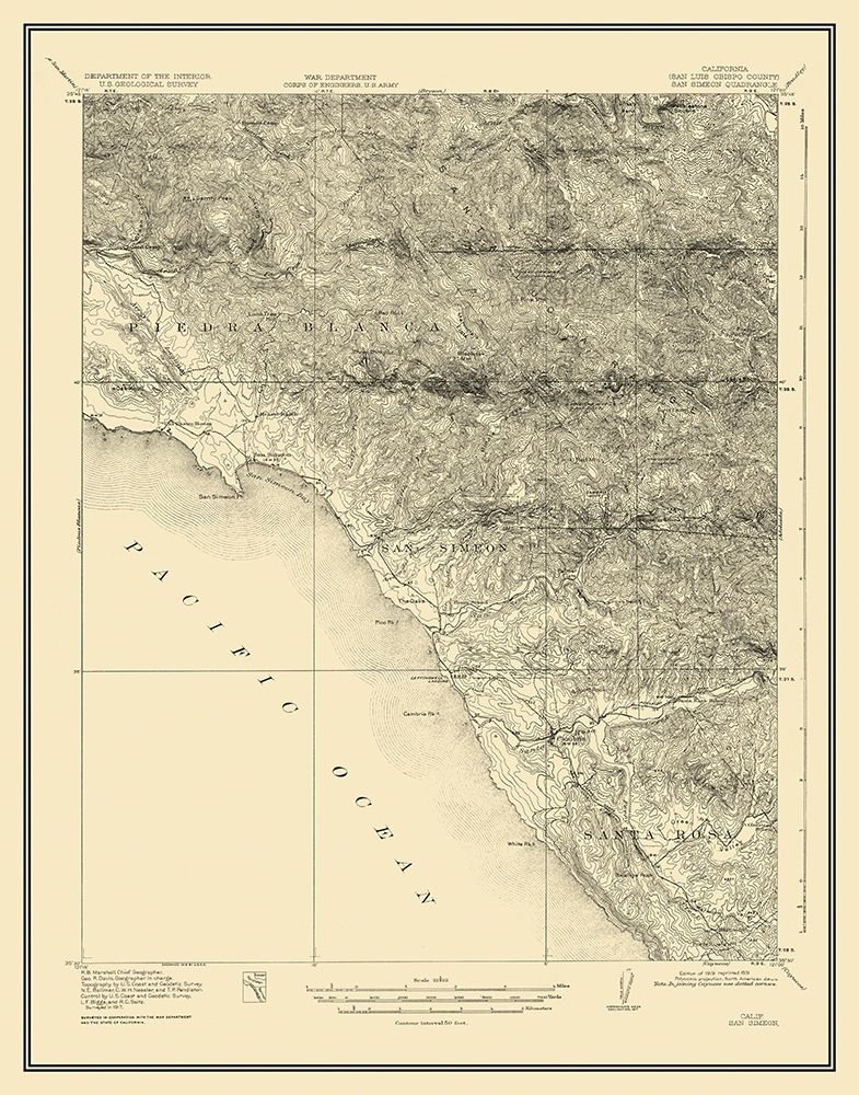 San Simeon California Quad - USGS 1919
