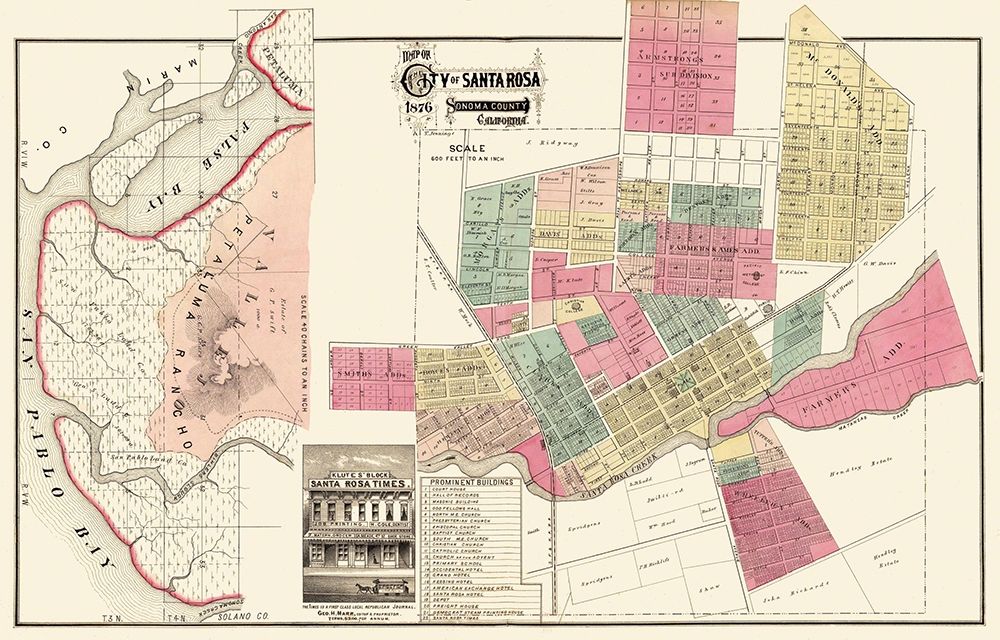 Santa Rosa California Plan - Marr 1876