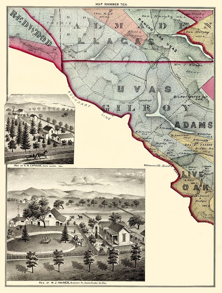 Santa Clara California Landowner - Thomas 1876