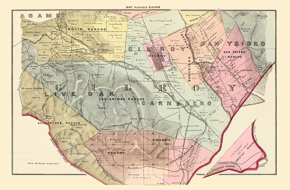 Gilroy California Landowner - Thompson 1876