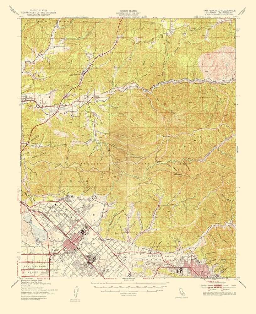San Fernando California Quad - USGS 1955