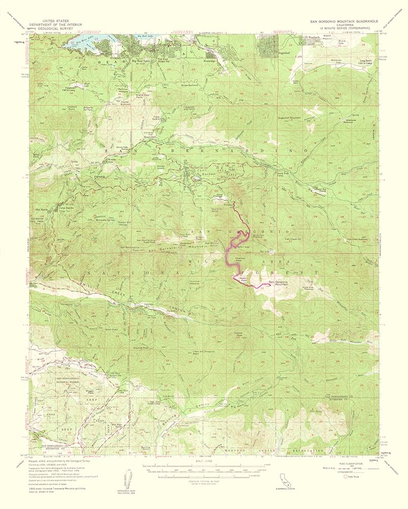 San Gorgonio Mountains California Quad - USGS 1963
