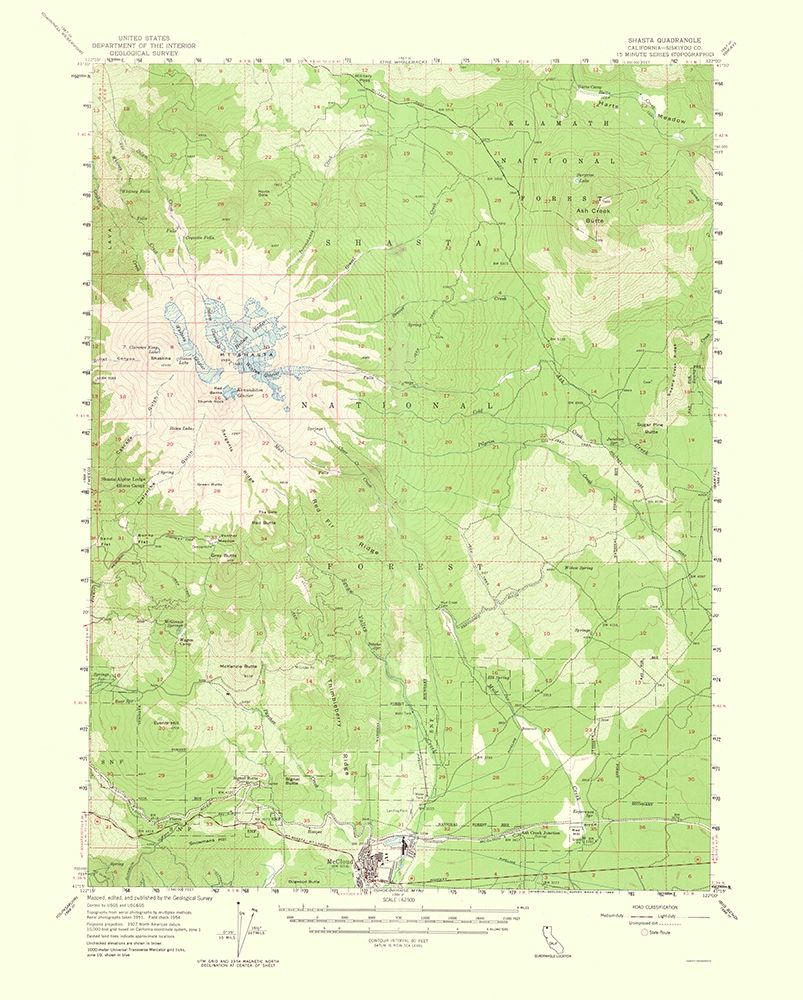 Shasta California Quad - USGS 1964