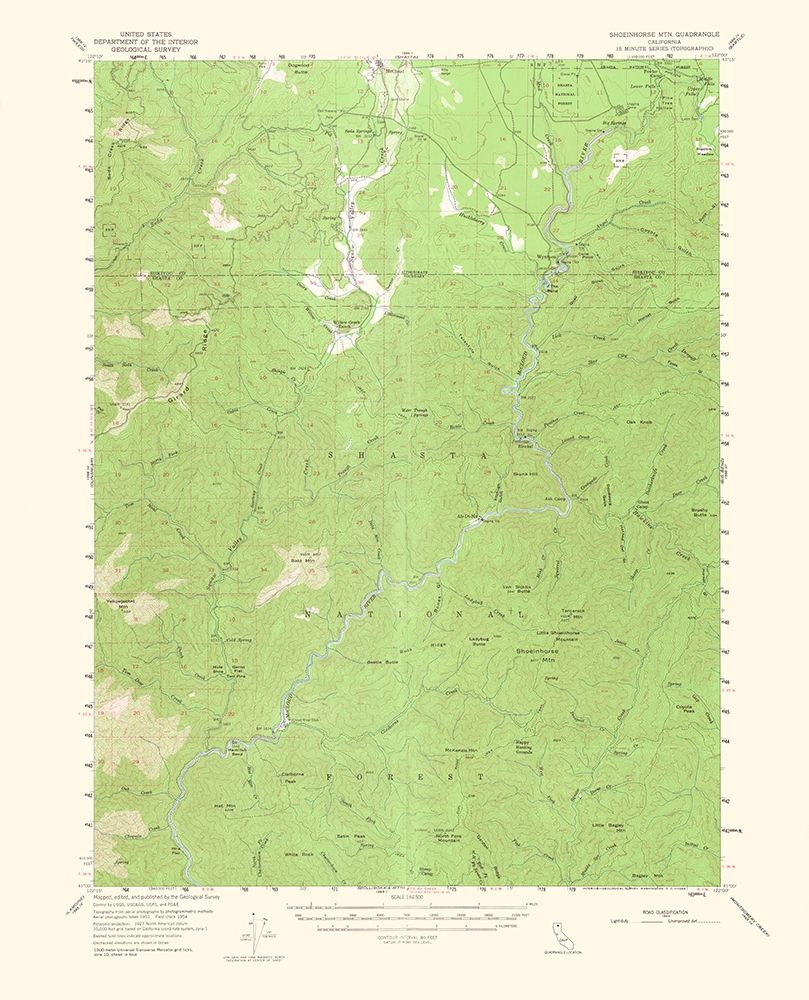 Shoeinhorse Mountain California Quad - USGS 1964