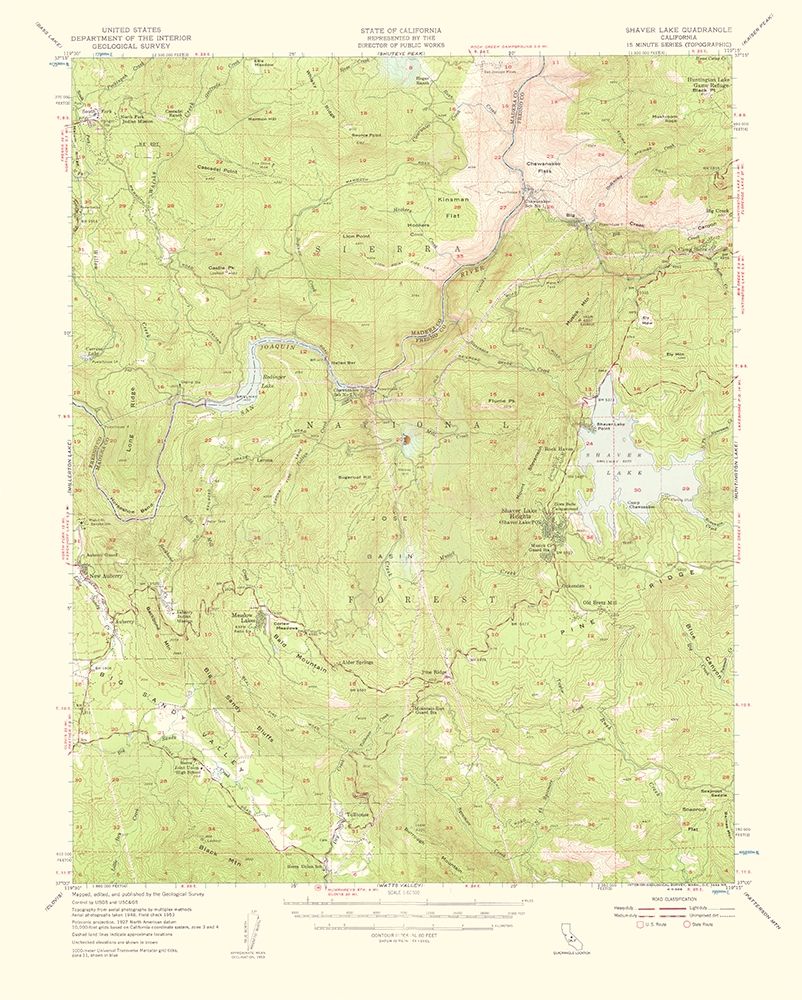 Shaver Lake California Quad - USGS 1959