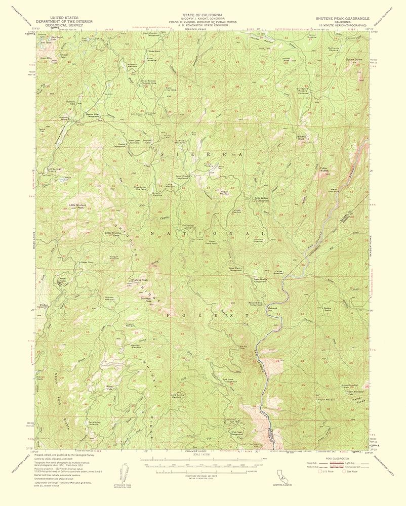 Shuteye Peak California Quad - USGS 1959