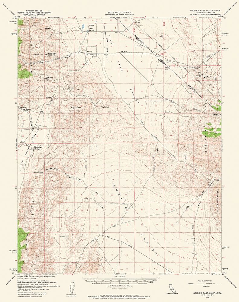 Soldier Pass California Quad - USGS 1958