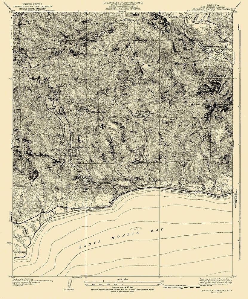 Solstice Canyon California Quad - USGS 1932